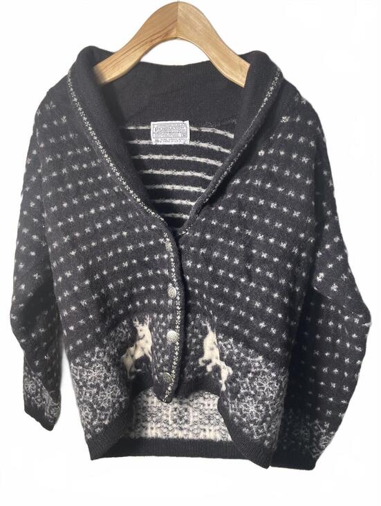 Pendleton Sweaters - Pendleton VTG Wool Sweater Cardigan Women's Size Medium Black White Nordic